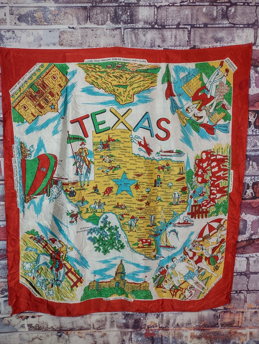 Vintage Texas Souvenir Scarf